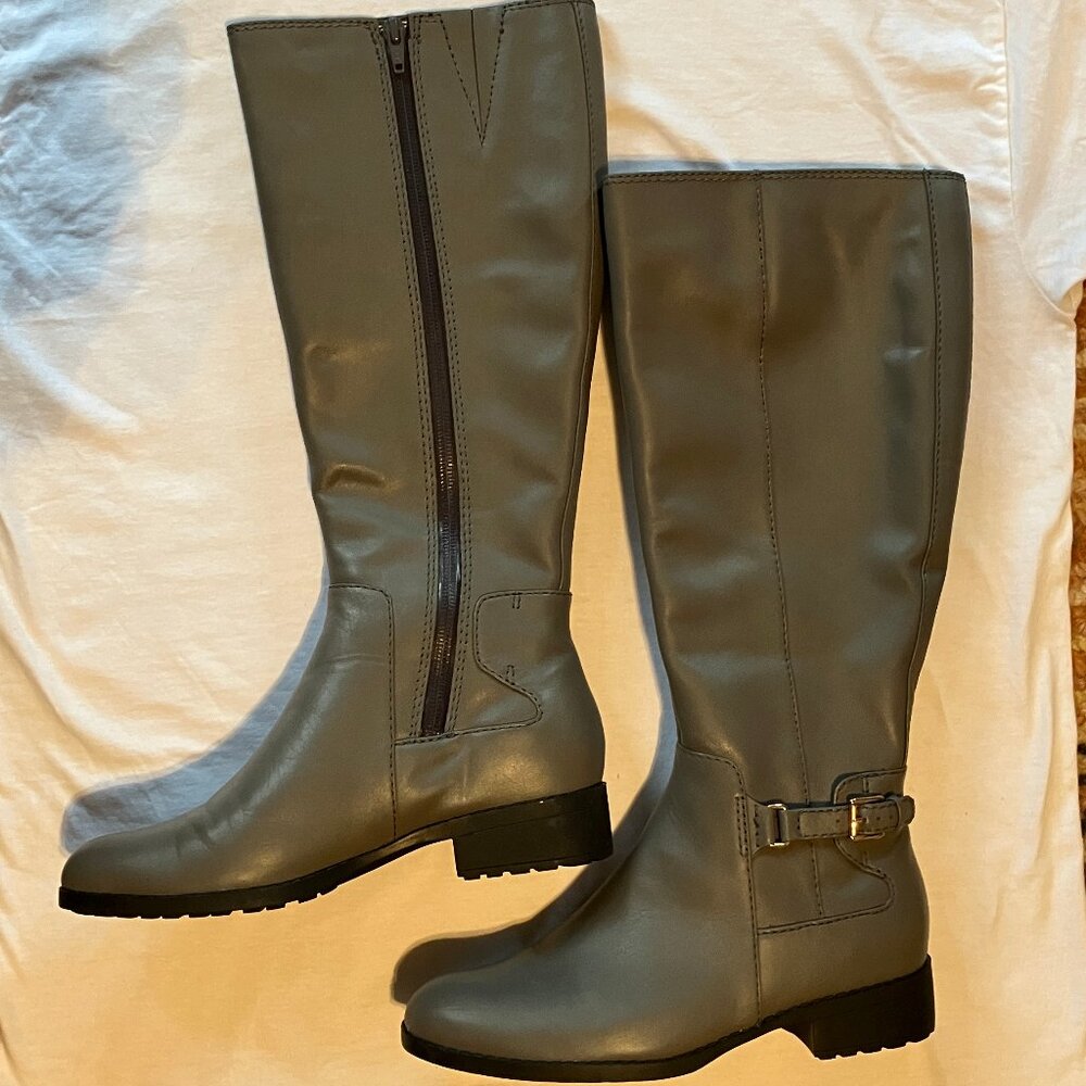 Cole Haan Grey Riding Boots with Buckle. Never Been Worn